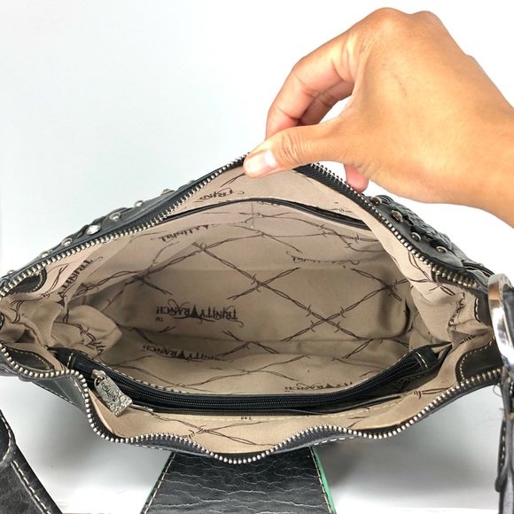 Trinity Ranch Montana West Turquoise Tooled Leather Shoulder Bag - Picture 13 of 16